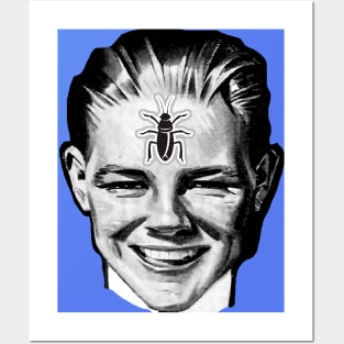 Cockroach on smiling boy's face Posters and Art